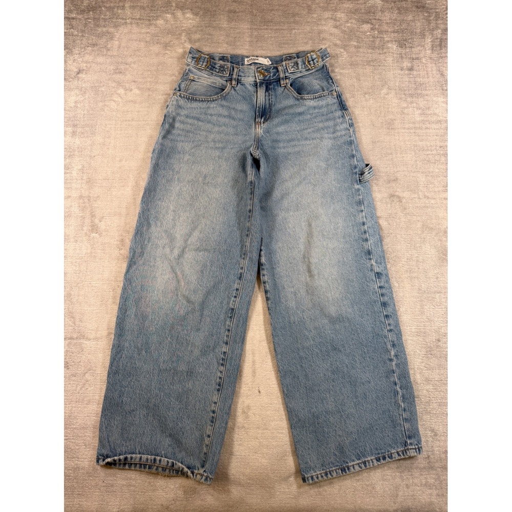 Garage Jeans Women 25 Light Blue Carpenter Wide Leg Barrel Buckle Waist Skater